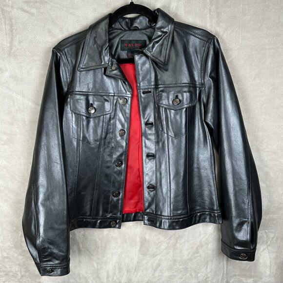 Ralph Lauren Jackets & Blazers - Vintage Ralph Lauren Leather Jacket Womens Medium Black Lined 90s Y2K Biker